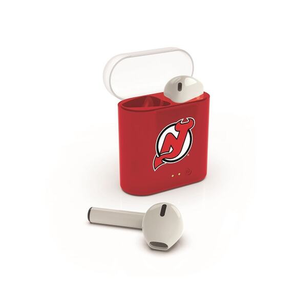 NHL Devils Wireless Earbuds True Blue Bluetooth New Jersey Smart Tablet Cup Red - Picture 1 of 2